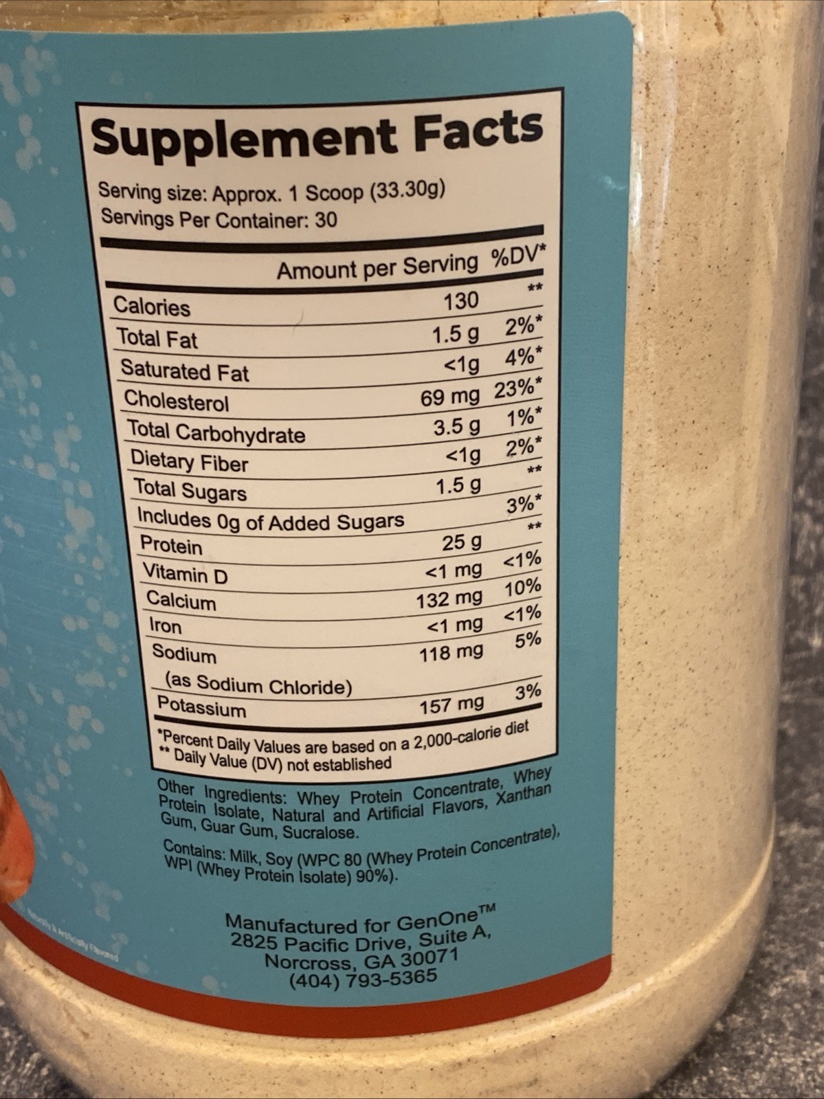 GenOne Whey Protein Powder Isolate, 25g Protein Cinnamon Roll 2.2lbs