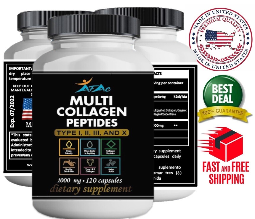 Premium Collagen Peptides 120 capsules Hydrolyzed Anti-Aging Protein Powder cap