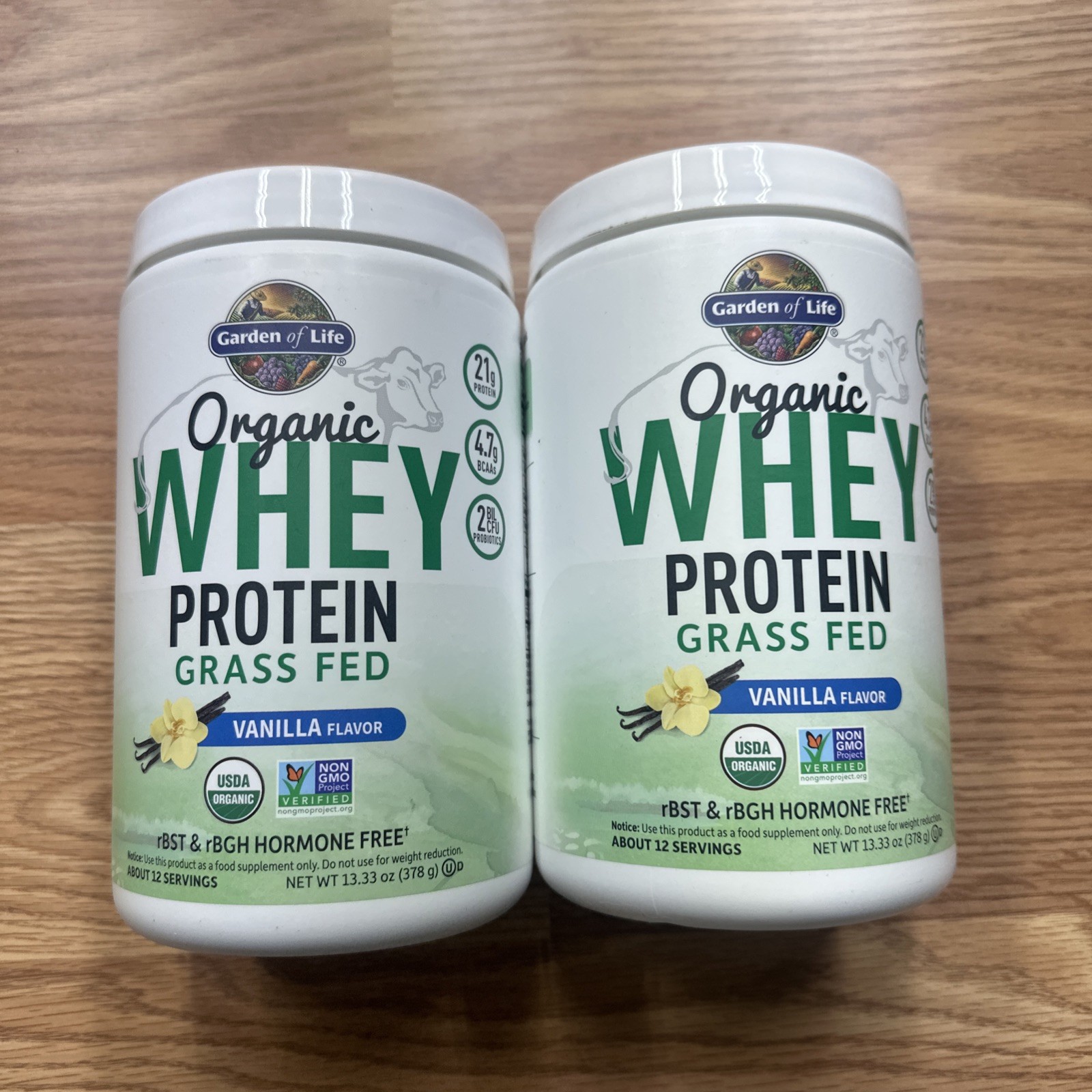 2 X Garden of Life Organic Whey Protein, Grass-Fed, Vanilla, 13.33 oz (378 g)