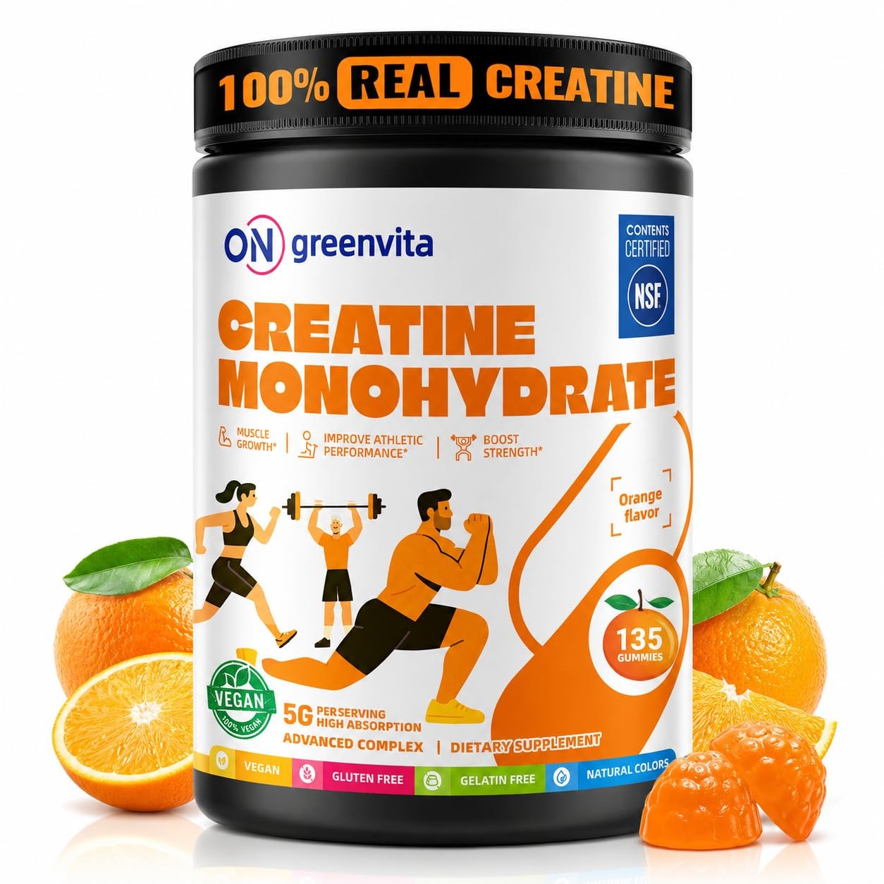 Creatine Monohydrate Gummies, NSF Certified Creatine Gummy, 5g Dose for Men a…