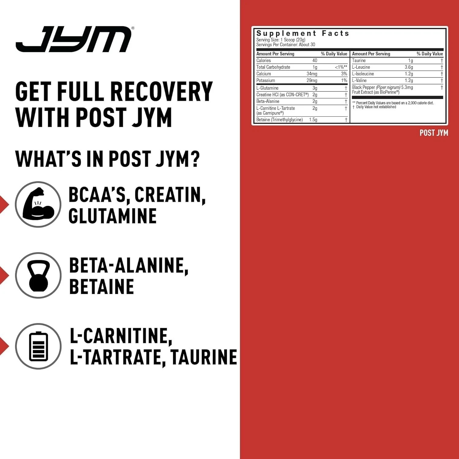 Post JYM Active Matrix Mandarin Orange Amino Recovery Powder Pure Creatine