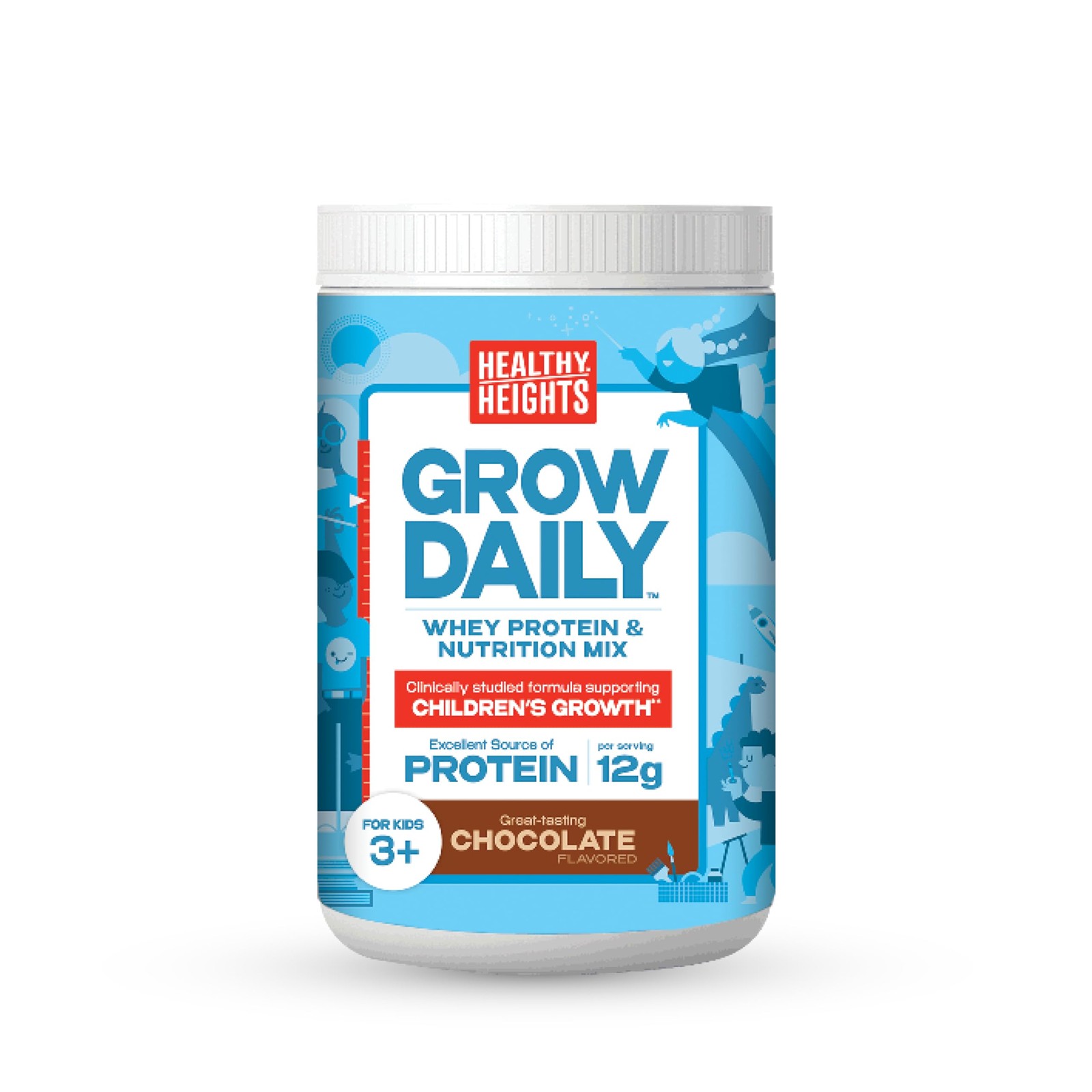 Grow Daily 3+ Shake Mix 7-serving Canister by Healthy Heights – Protein Powder (