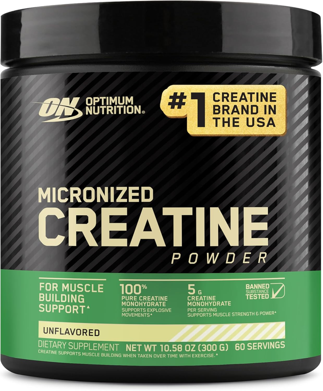Optimum Nutrition Creatine Monohydrate Powder, Unflavored, 300g 60 Servings