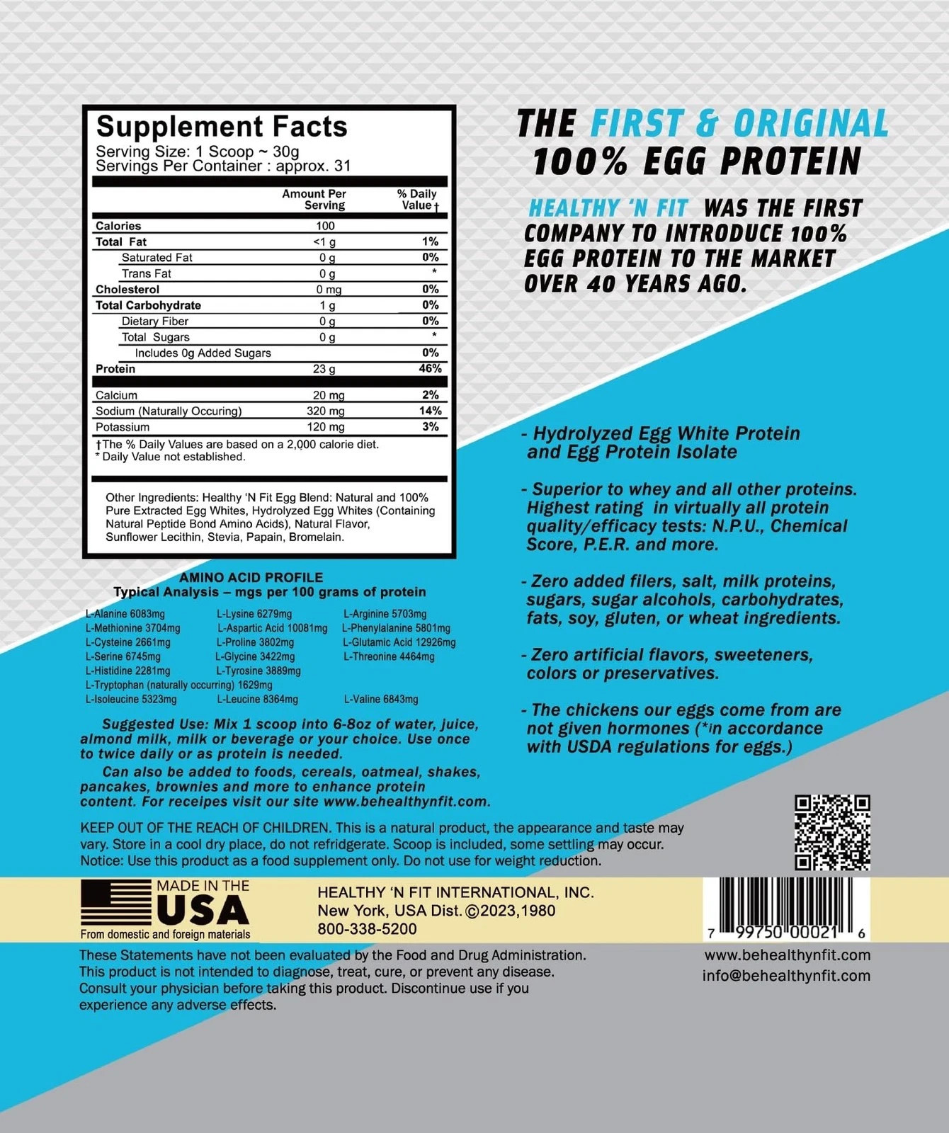 Healthy ‘N Fit 100% Egg Protein- Vanilla Ice Cream 2lb 100% Egg White Protein…
