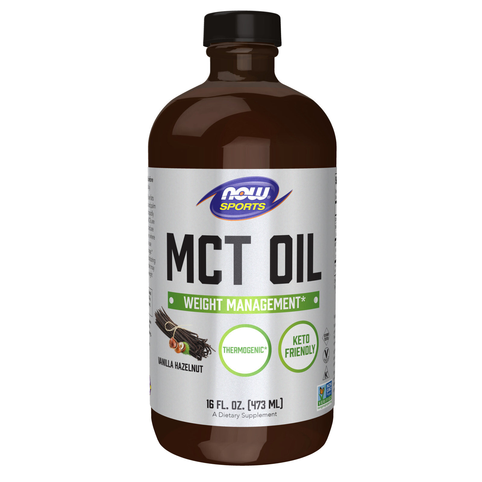 NOW Sports Nutrition MCT Oil Vanilla Hazelnut 16-Ounce