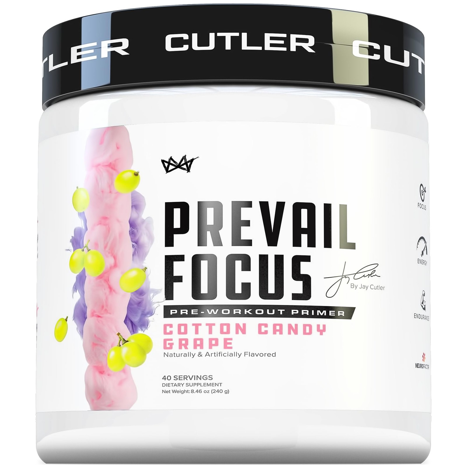 Prevail Pre Workout Powder Nootropics for Men & Women, Cotton Candy Grape, 40 Se