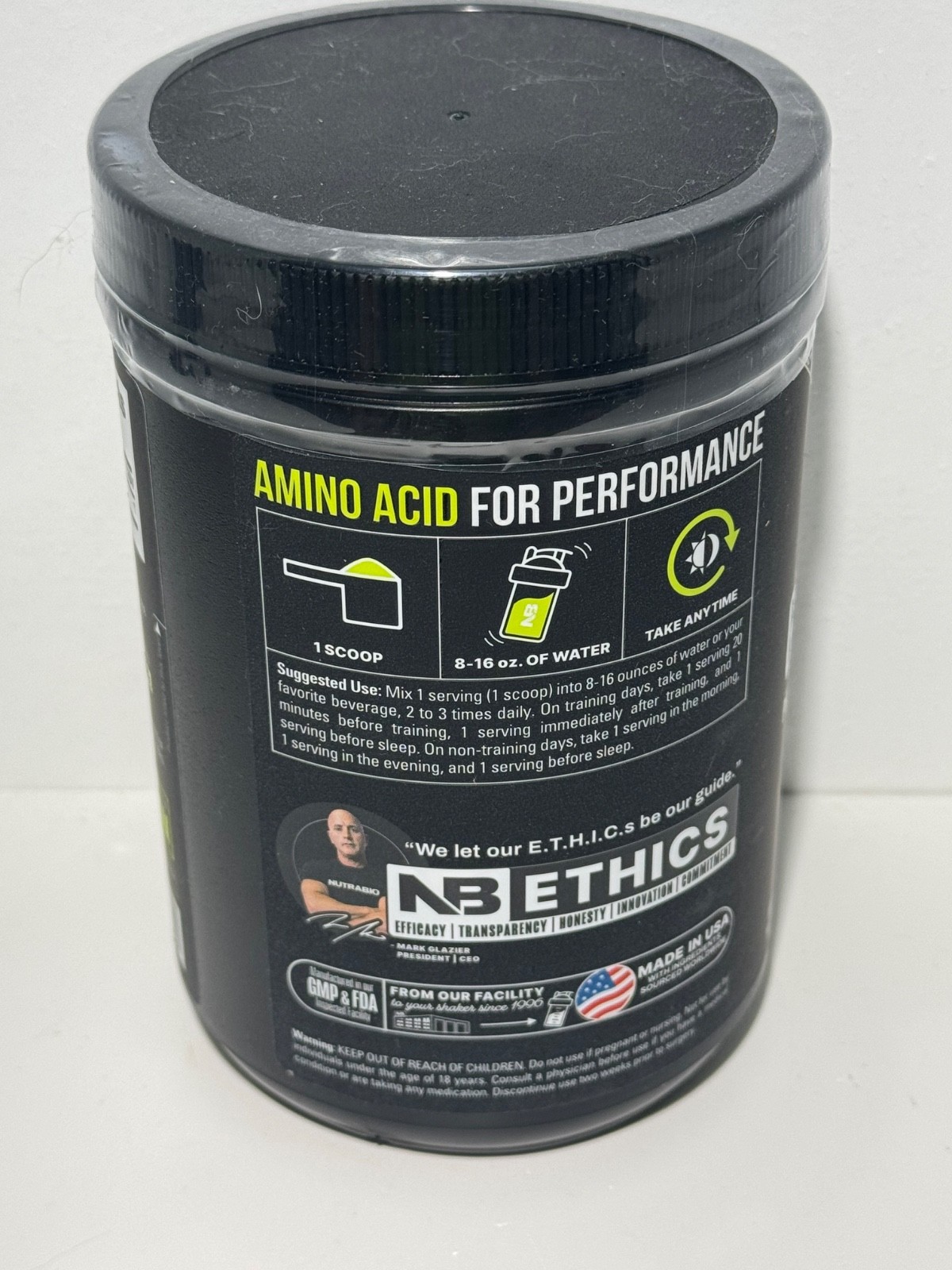 Nutrabio performance Glutamine PREMIUM GRADE amino acid 1.1 lb (500 g)