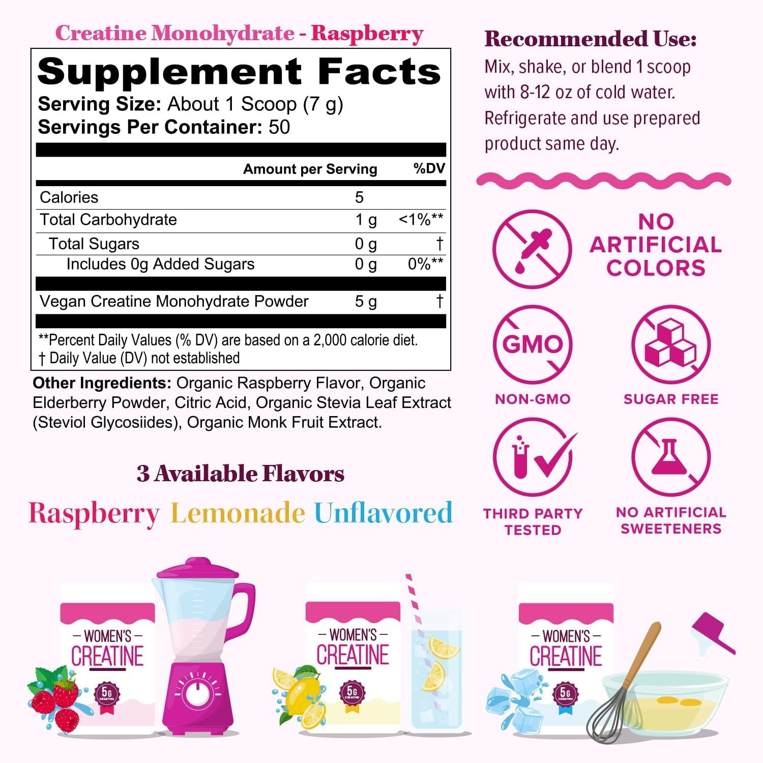 Vitauthority Women’s Micronized Creatine Monohydrate Powder ~ RASPBERRY FLAVOR