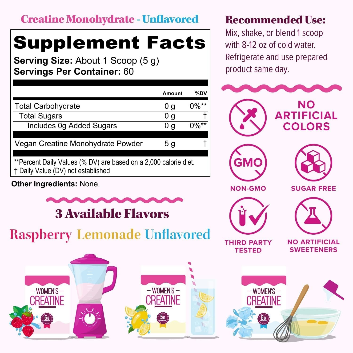 Micronized Creatine Monohydrate Supplement 5g Muscle Growth Support Unflavored