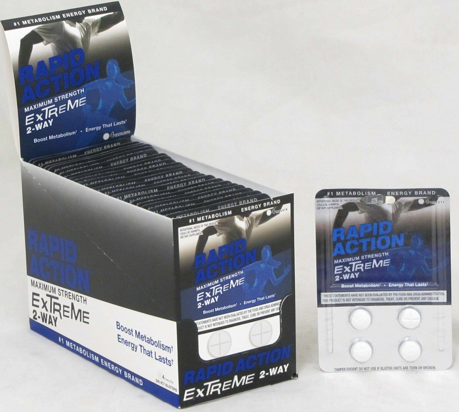 Rapid Action Extreme 2-Way Energy Pills 24 packs of 4 = 96 pills