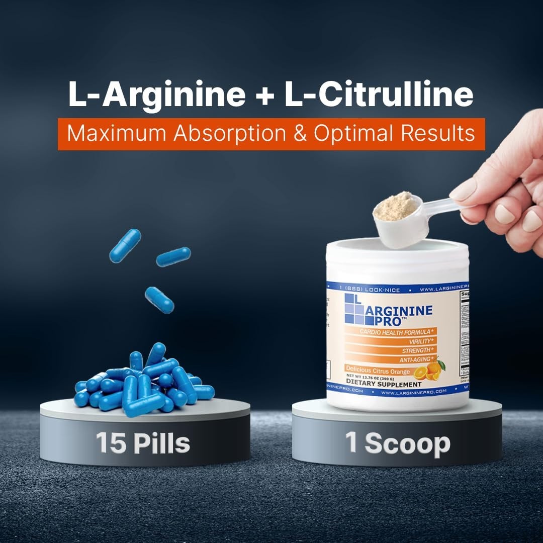 L-Arginine & L-Citrulline Powder Drink Mix | 5,500mg Nitric Oxide Booster | Pre