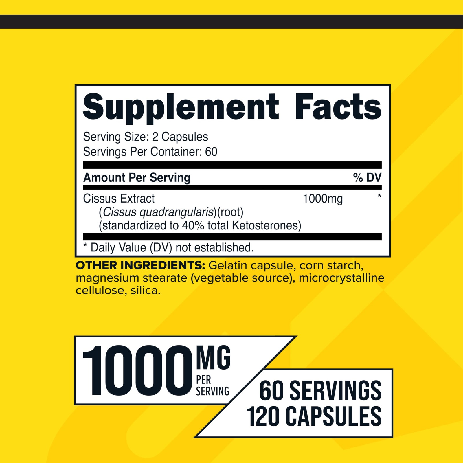 PrimaForce Cissus Quadrangularis Extract 120 500mg Capsules, 1000mg/Serving