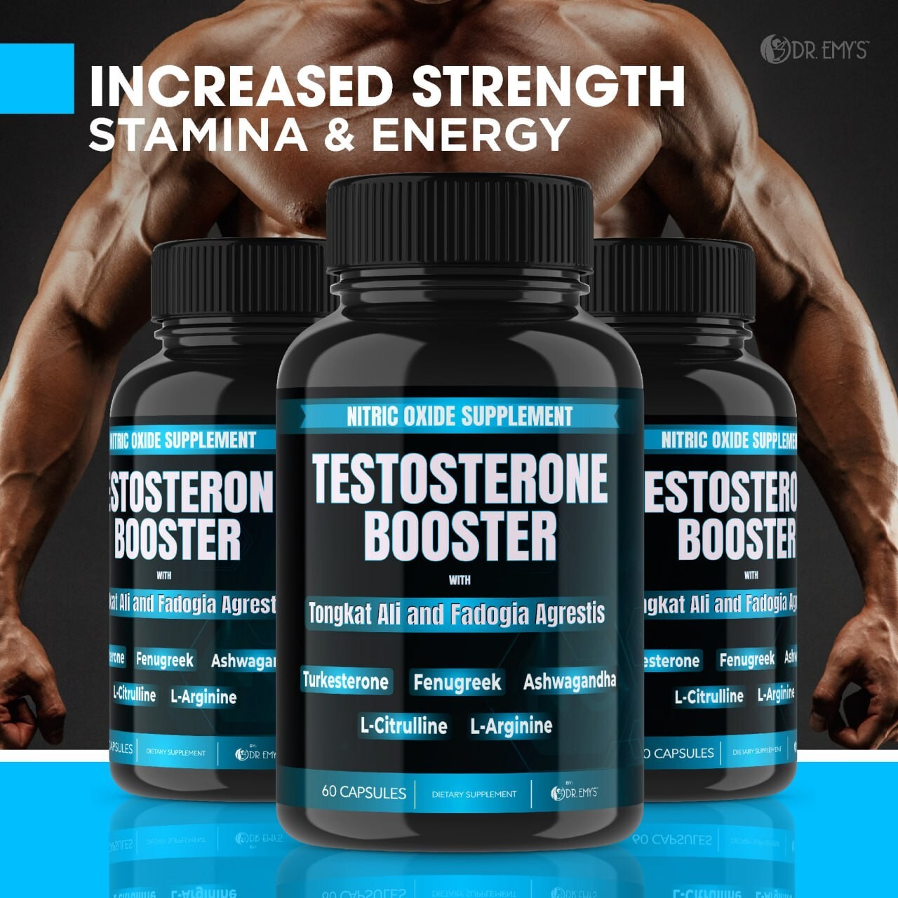 (1 Pack) Testosterone Supplement Booster Capsules Blood Flow Nitric Oxide