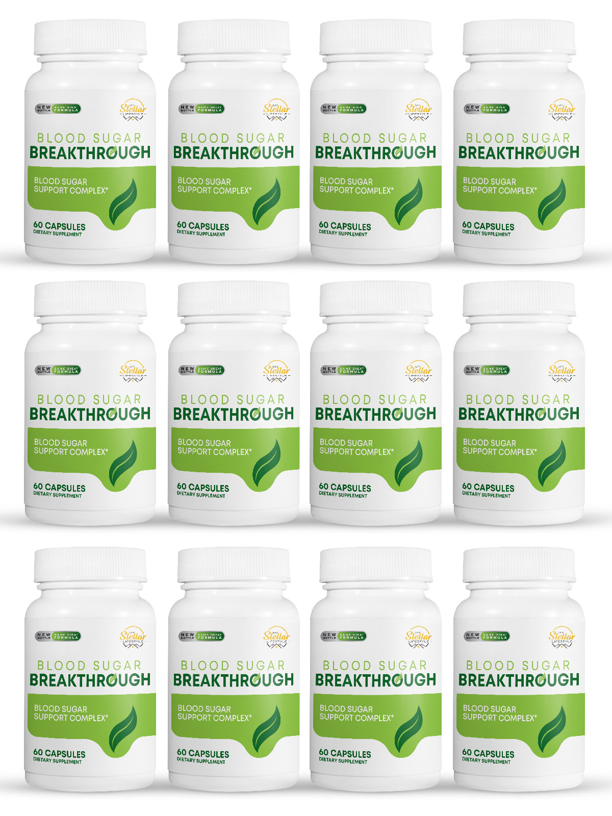 12 Pack Blood Sugar Breakthrough, soporte de azúcar en sangre-60 Cápsulas x12