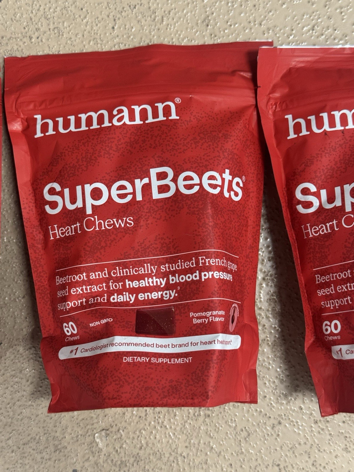 3x Red HUMANN HUMAN-N Super Beets Blood Pressure SUPPORT 60 Each 180 HEART CHEWS