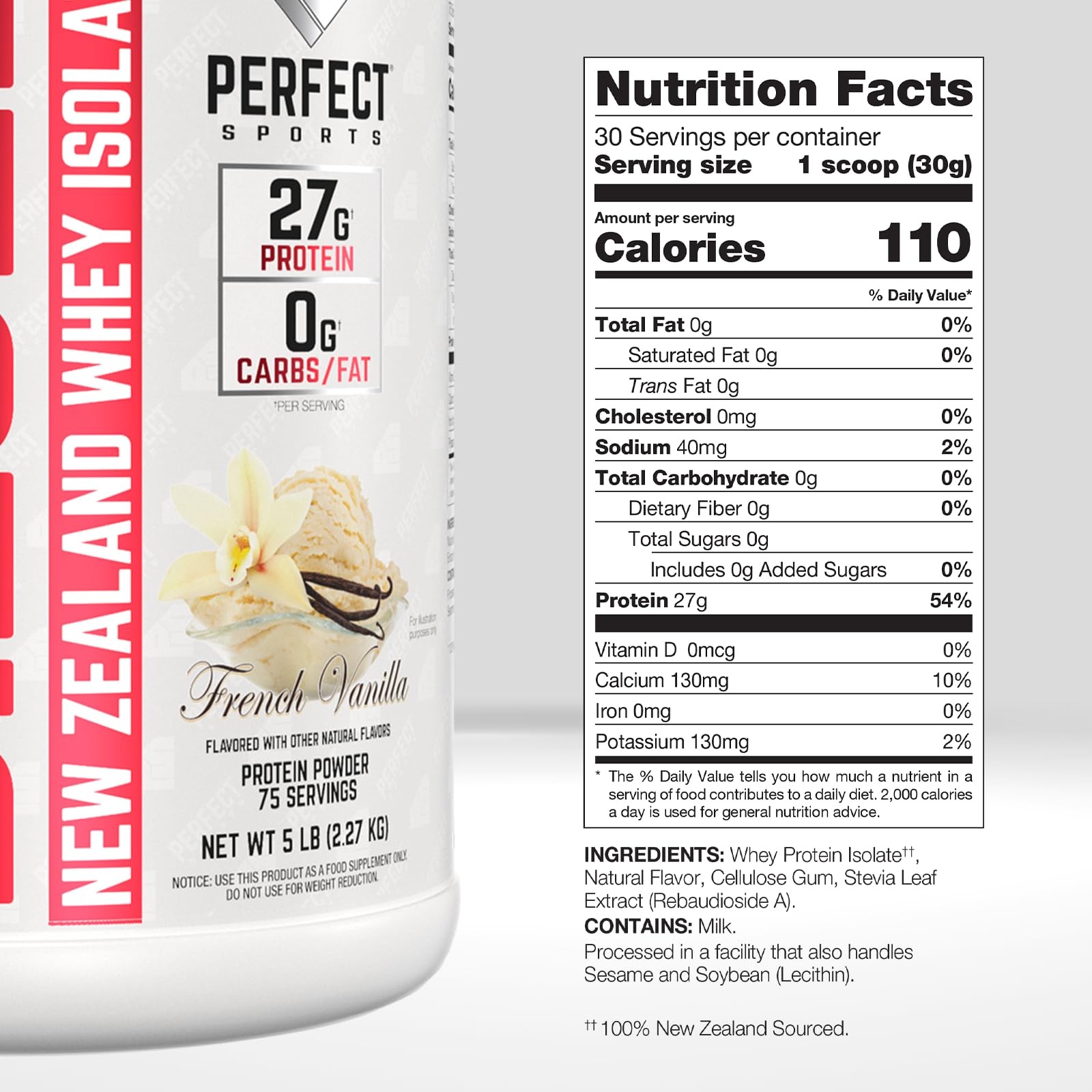 Perfect Sports Diesel 100 Zealand Whey Sweetened No Artificial Ingredients 0G