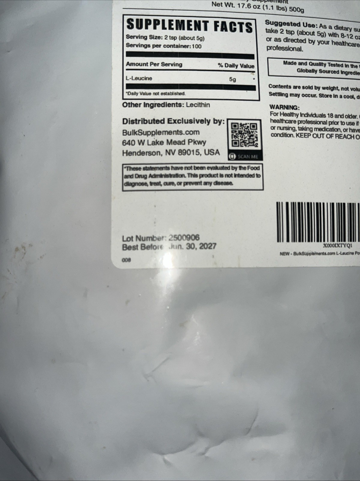 BulkSupplements.com L-Leucine Powder – Amino Acids Supplement – BCAAs Amino