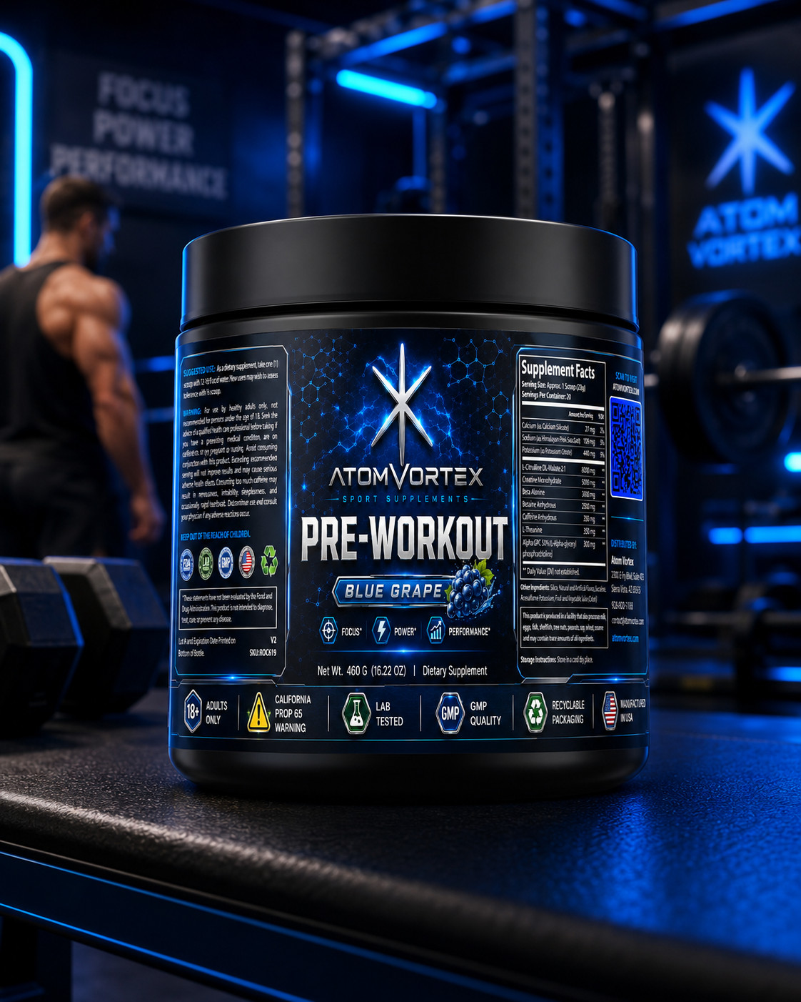 Atom Vortex Pre-Workout Blue Grape