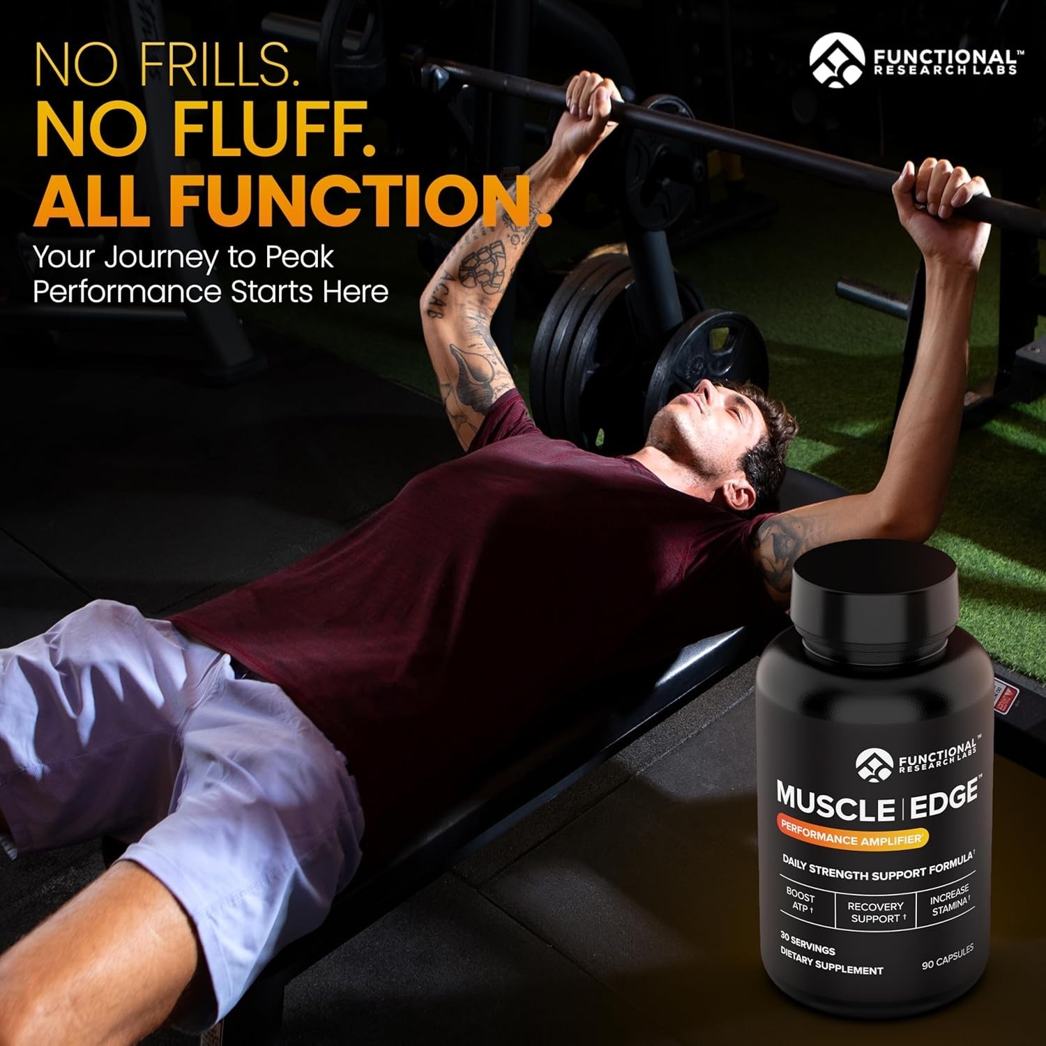 Muscle Edge Men, Recovery and Pre Workout w/ Patented Power Formulas – 90ct.