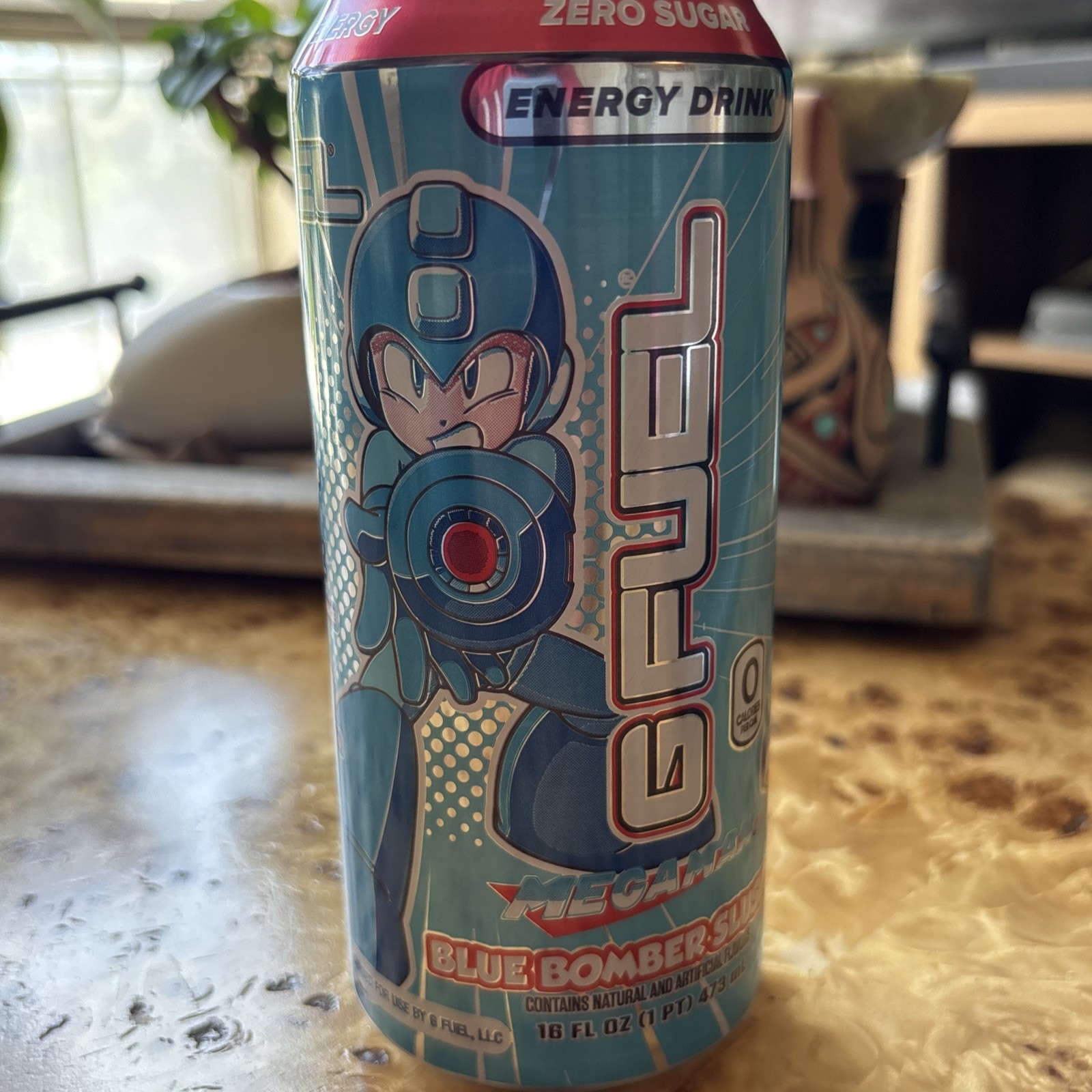 Megaman Blue Bomber Slushee G Fuel Energy Drink Full 16 FL OZ Limited Edition