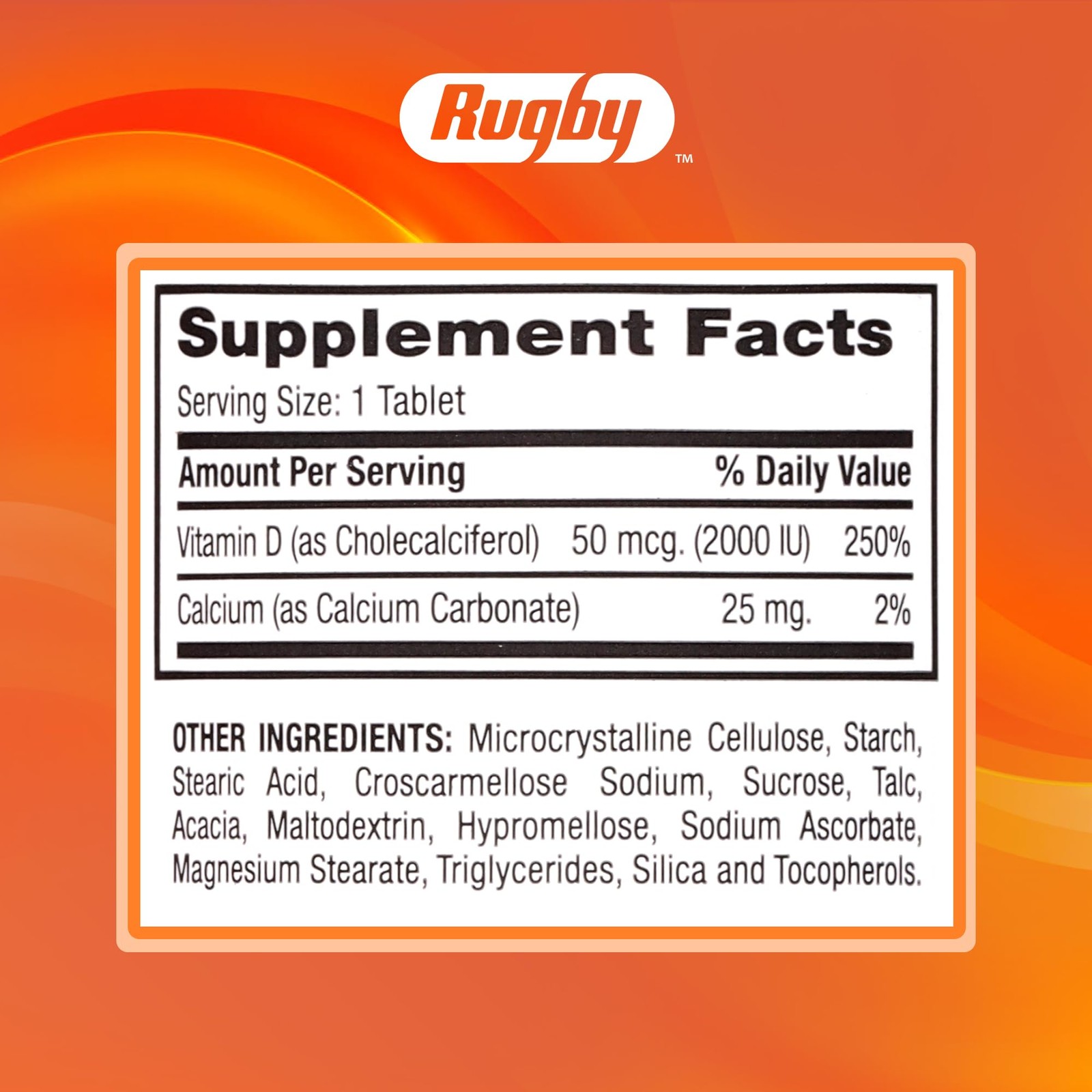 Rugby Vitamin D3 2000 IU (50 mcg) – 100 Count (Pack of 1), Natural Clear