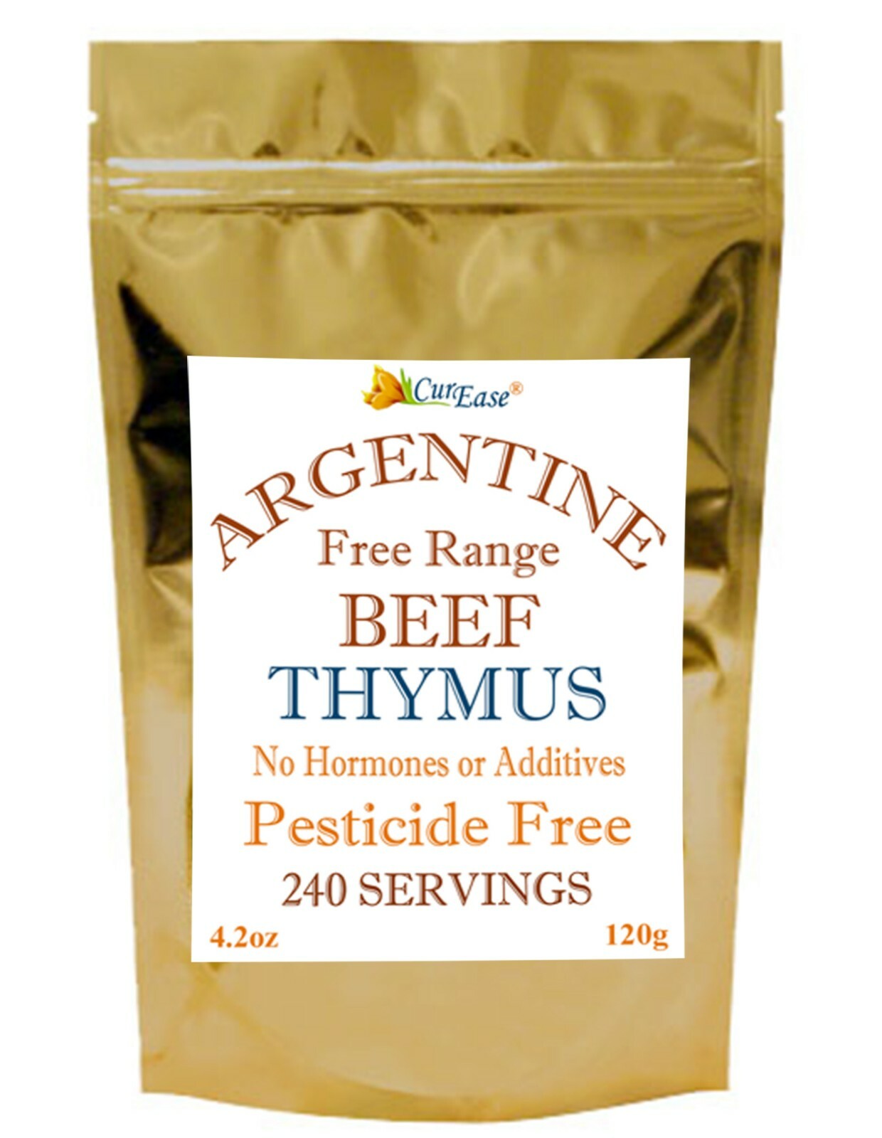 ORGANIC Argentine Grass Fed Desiccated BEEF THYMUS POWDER UN-DEFATTED 4.2oz 120g