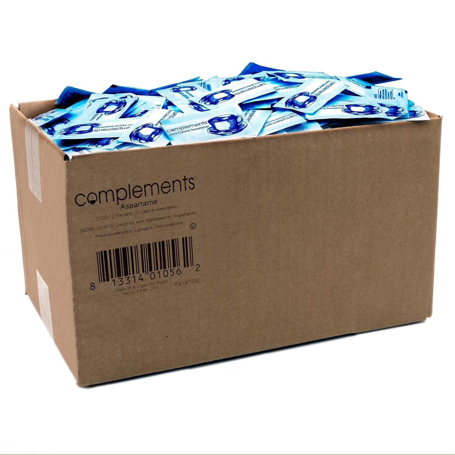 Complements Zero Calorie Aspartame Blue Sweetener Packets, 2000 Count