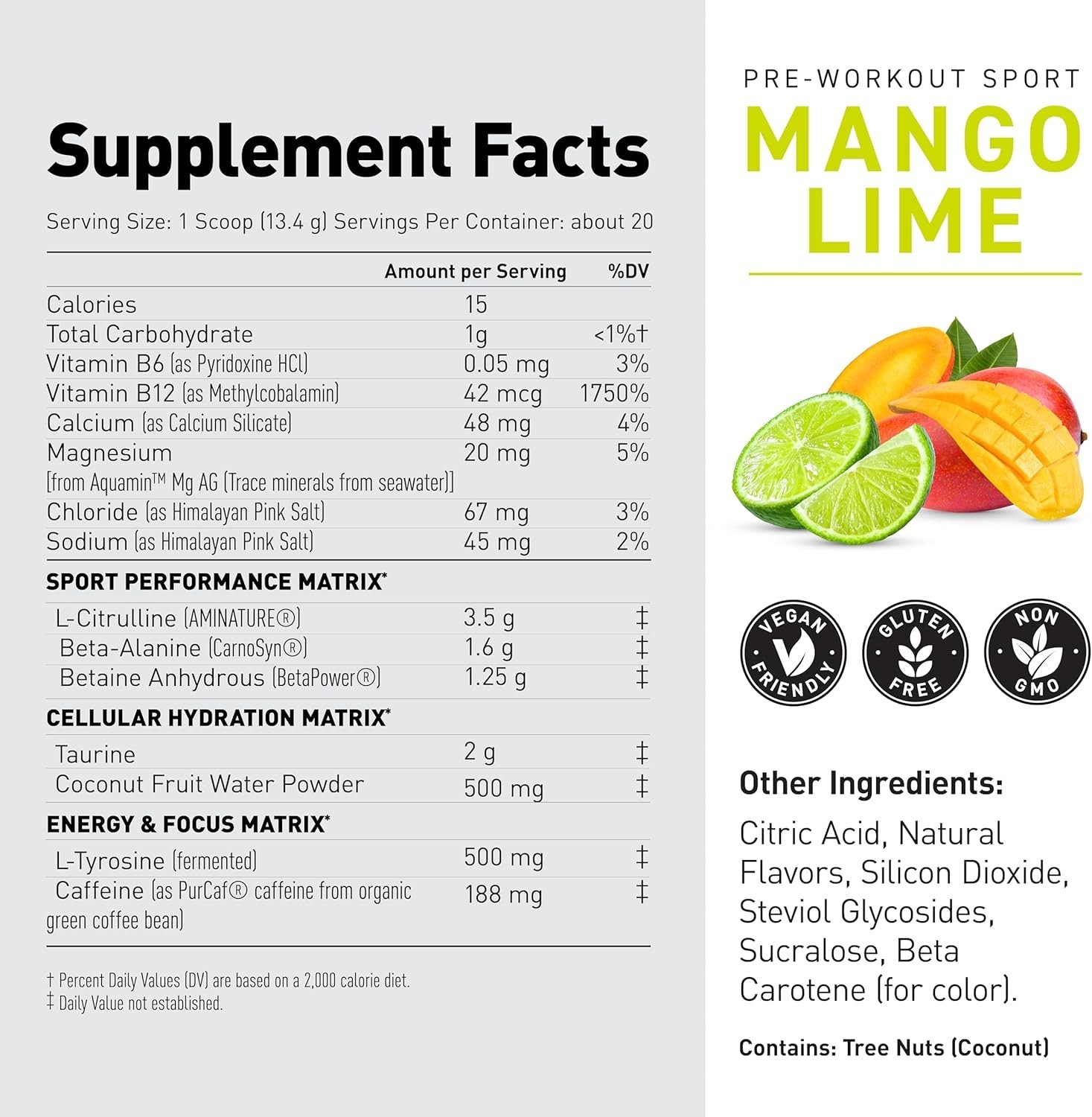 Sport Certified Pre Workout Powder for Men & Women – Plant-Based Energy Support