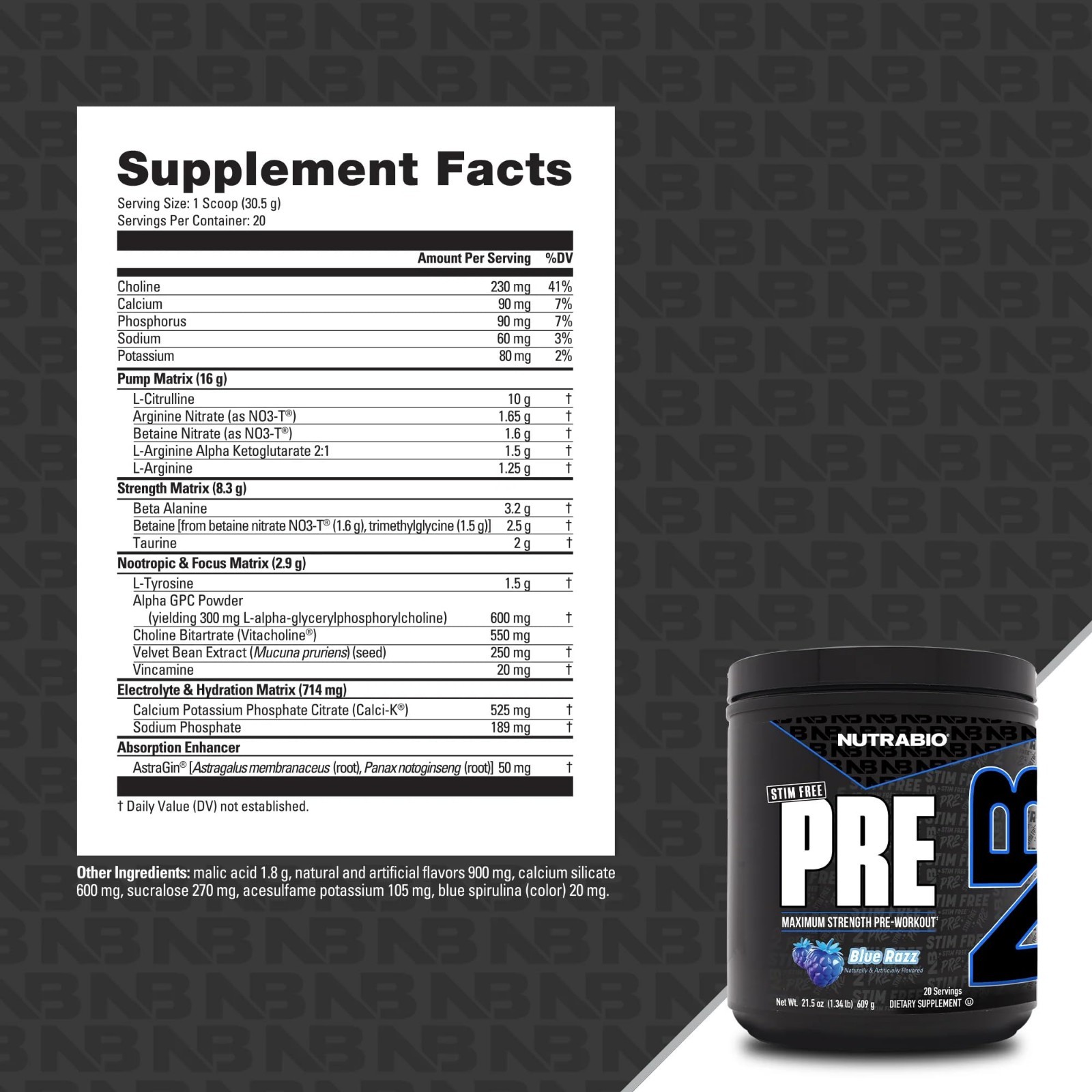 Stim-Free Pre Workout Powder – Non-Stimulant Energy, Focus & Pumps – 20 Servings