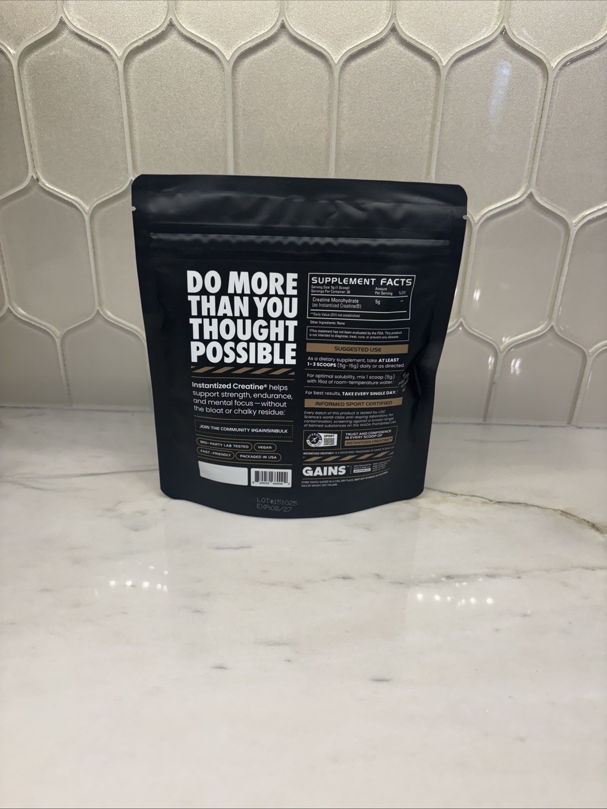 Instantized Creatine Monohydrate Powder – Pre Workout, Muscle Building, 30 Servi