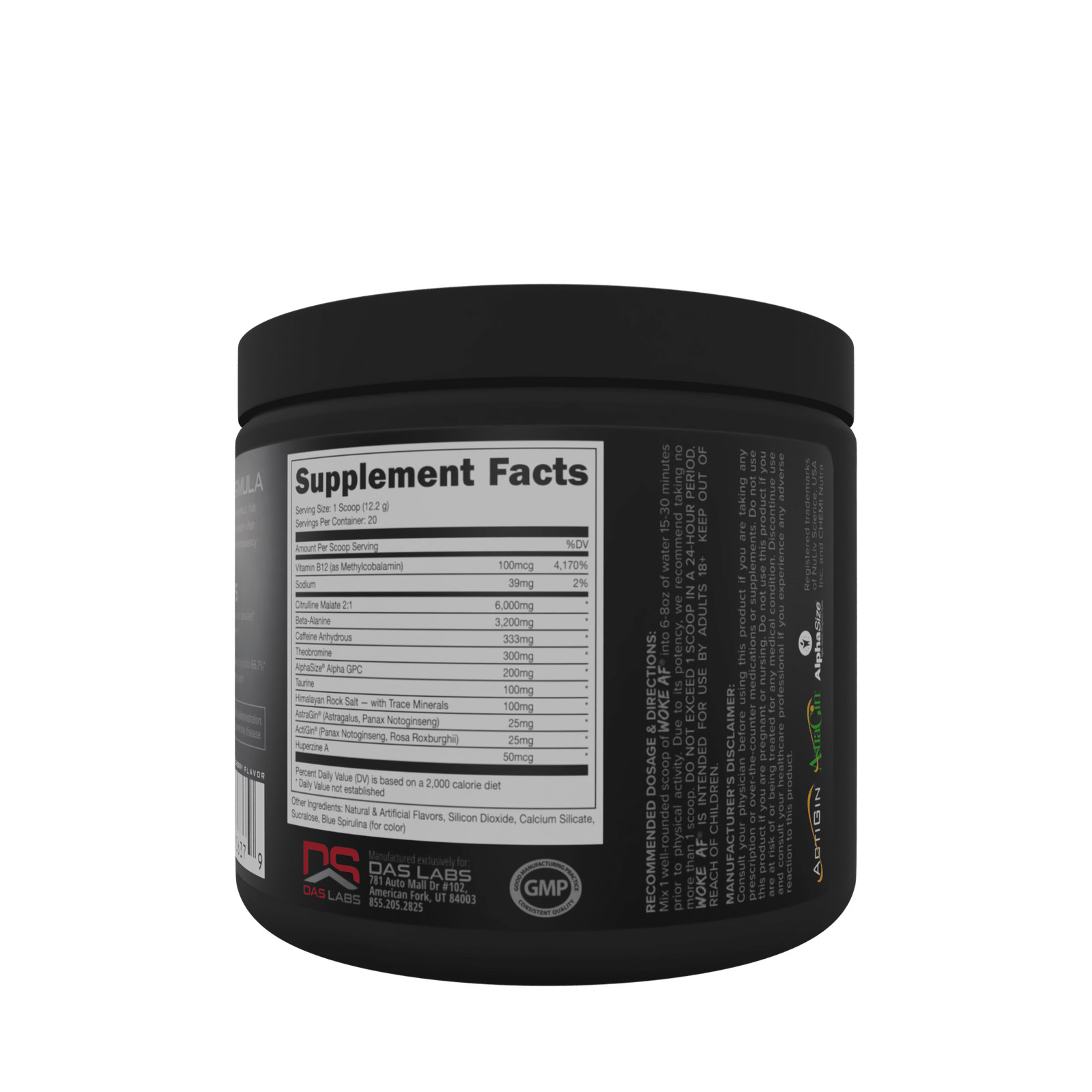 Bucked Up Woke AF Pre-Workout Powder, Increased Energy, Miami, 333mg Caffeine