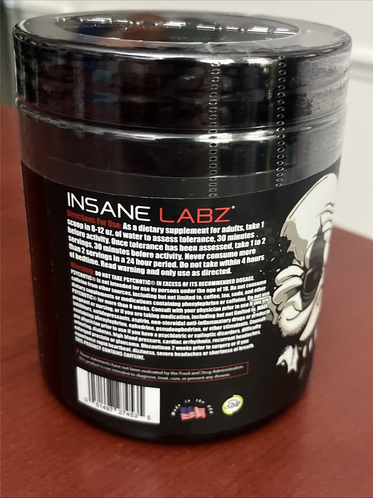 Psychotic BLACK Hardcore Pre-Workout Energy Focus Pumps 35 Servings New