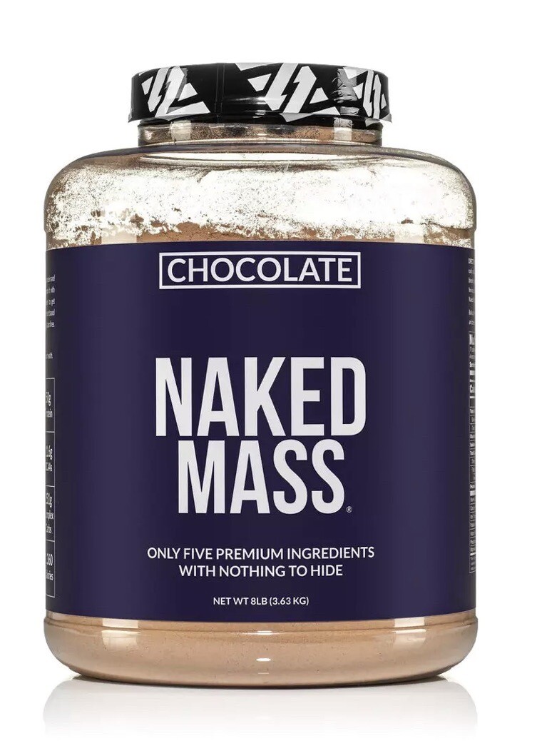 Naked Nutrition CHOCOLATE WEIGHT GAINER Mass-8lb Bulk GMO And Gluten Free