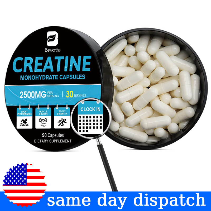 Beworths Creatine Monohydrate Capsules – Bodybuilding Muscle Growth – 90 Pills