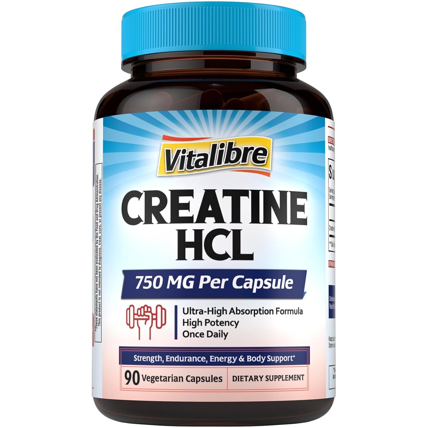 750mg High Absorption Creatine HCl Capsules, 90 Count, Creatine HCl