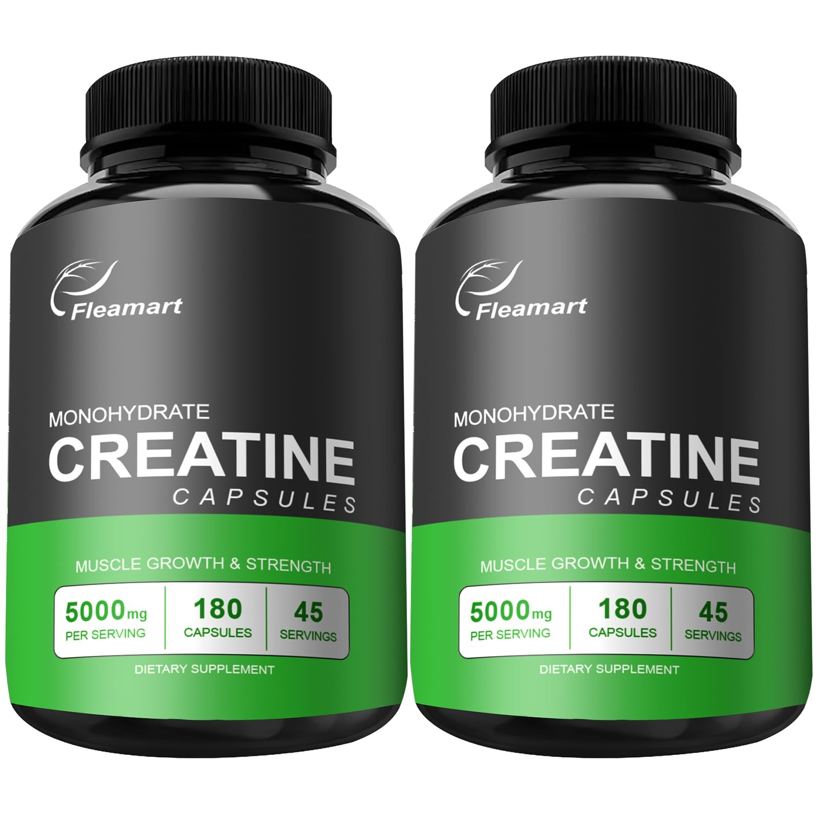 Creatine Monohydrate Capsules 5000mg, 180 Capsules, 2 Packs