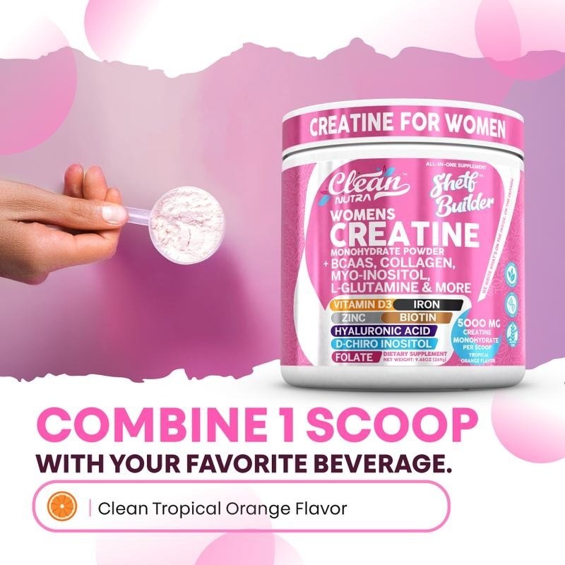 Creatine Monohydrate for Women BCAA Collagen Biotin Skin Hair Support