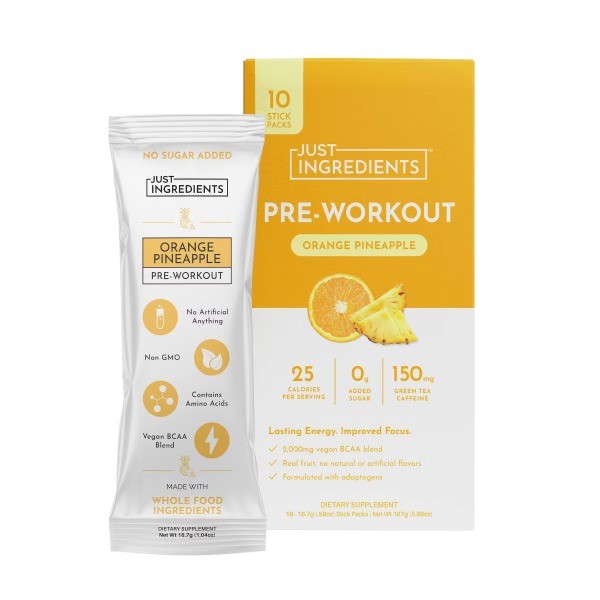 Pre-Workout Sports Drink Powder Packet – Orange Pineapple – 5.89oz/10ct