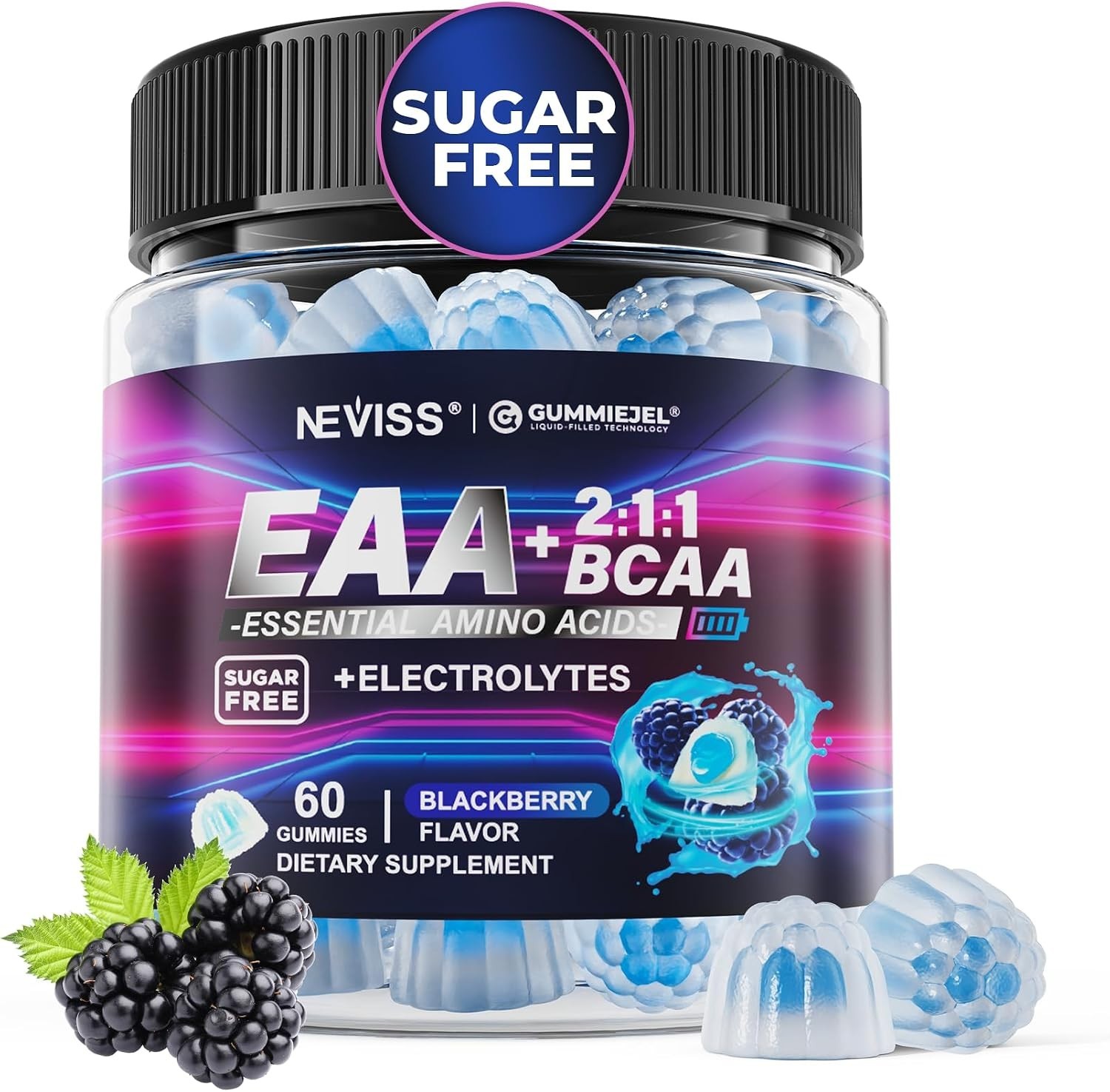 NEVISS Essential Amino Acids EAA BCAA Electrolyte Gummies