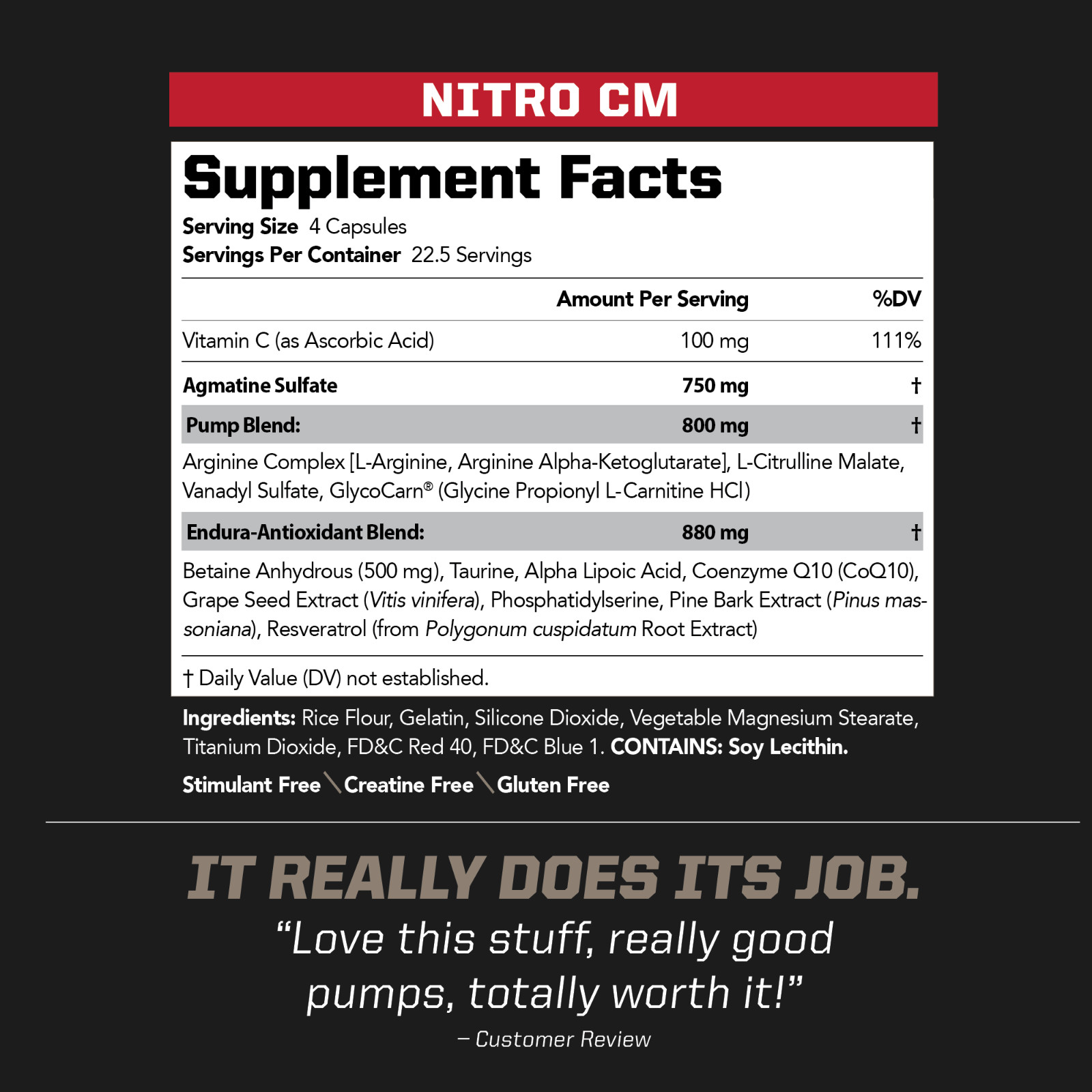NITRO CM – Nitric Oxide Formula for Muscle Pumps & Performance – (90 Capsules)
