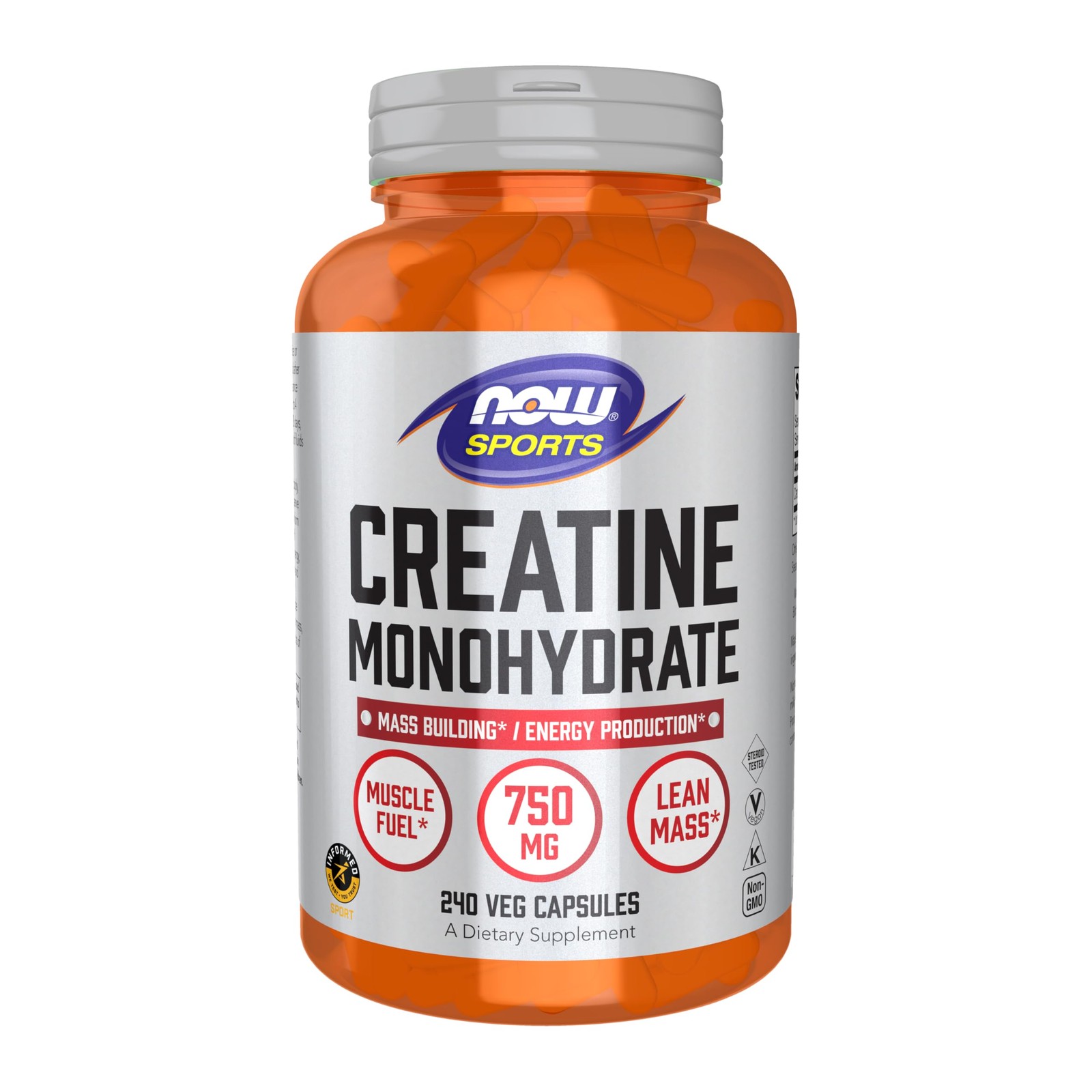 Now Sports Creatine Monohydrate 240 Count Pure Energy And Mass Builder Supple…