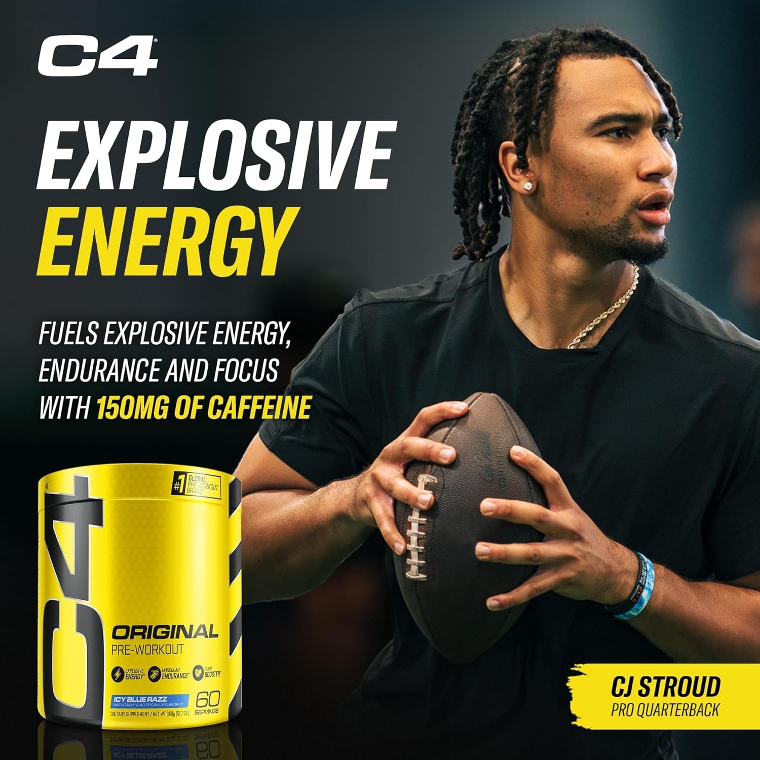 Explosive Energy Icy Blue Razz Pre Workout – 150mg Caffeine & Beta-Alanine!