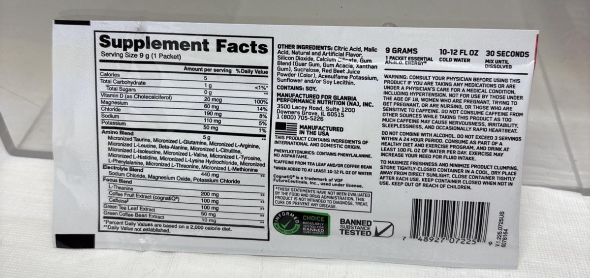 24 INDIVIDUAL SERV Optimum Nutrition Amino Energy GRAPE WATERML STRAWBERRY B95