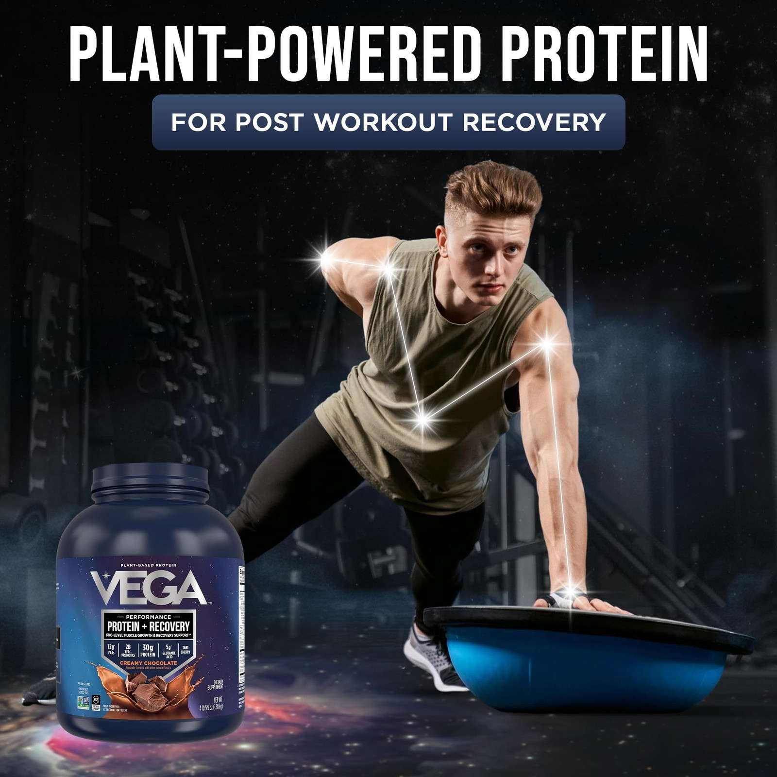 Vega Protein + Recovery, Chocolate – 30g Vegan 4 Pound (Pack of 1),