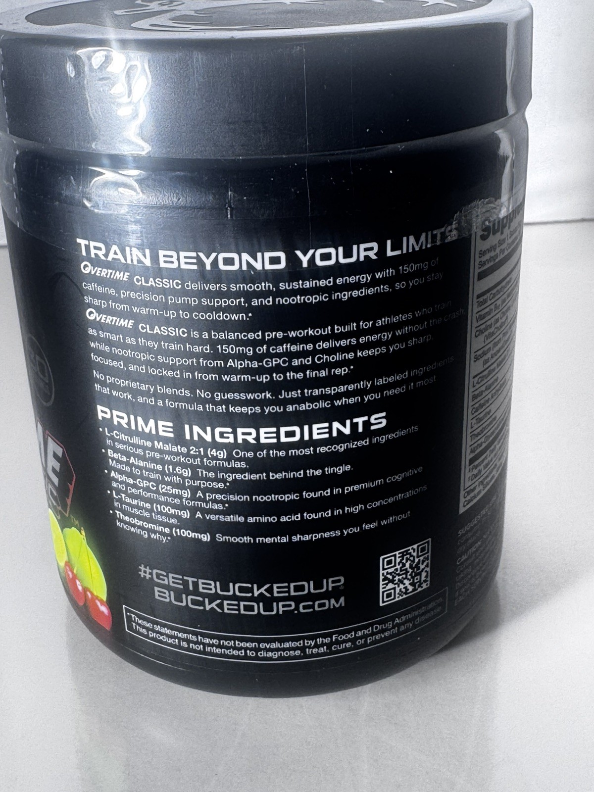 BUCKED UP OVERTIME CHERRY LIMEADE PRE-WORKOUT 30 SER. NEW Exp. 04/2028