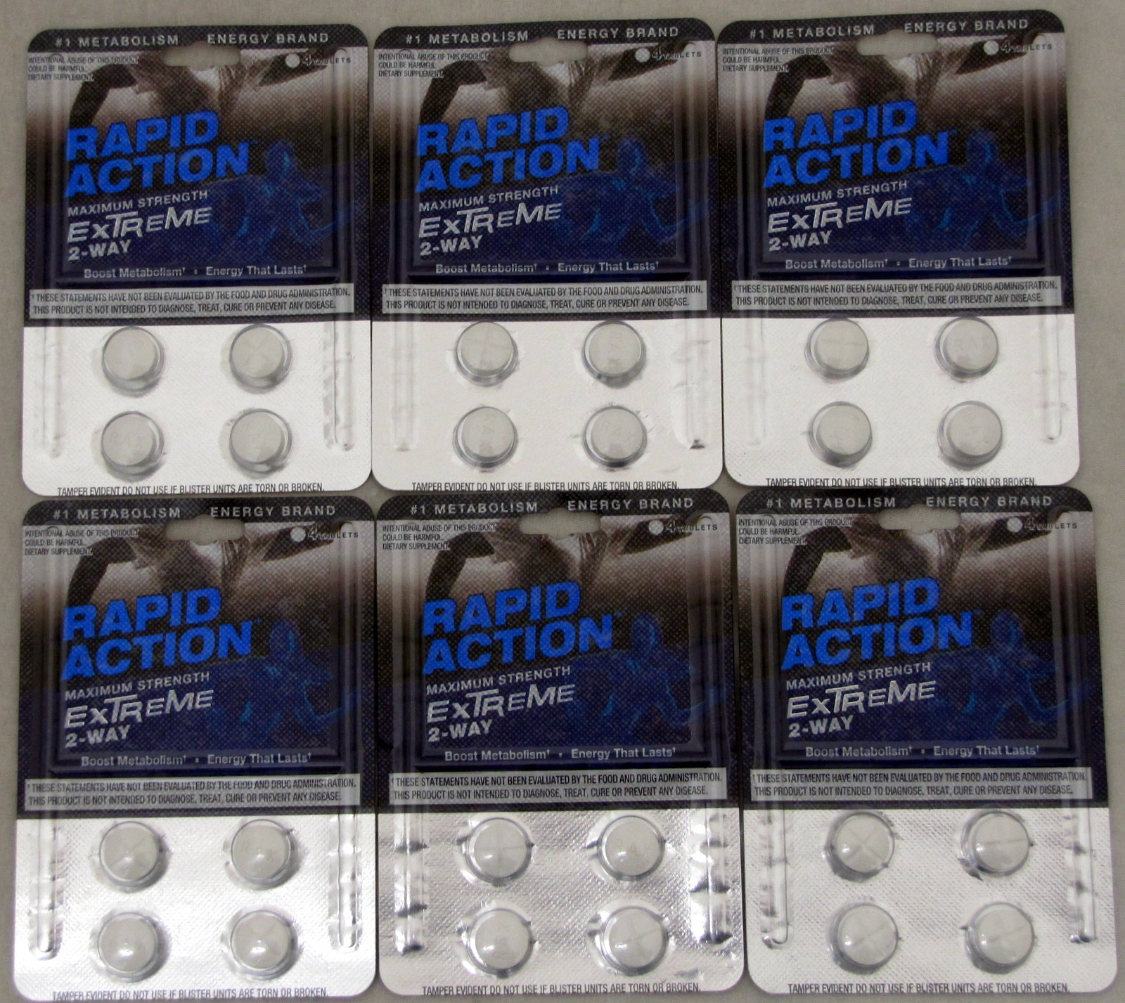Rapid Action Extreme 2 Way Lasting Energy Boost Metabolism 6 packs 24 pills Max