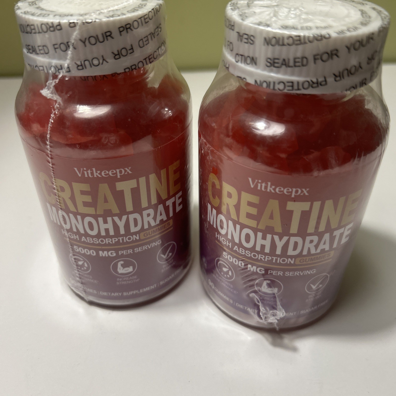 New 2 Creative Monohydrate Gummies 5000mg 90 Ct Sugar Free Strawberry EXP 3/27
