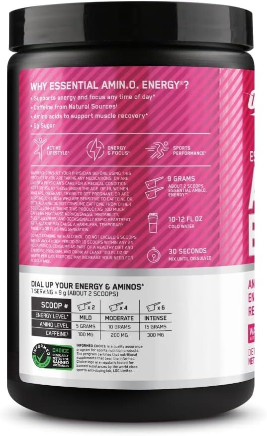 Essential Amino Energy Powder – Watermelon, BCAA, Keto Friendly, 30 Servings