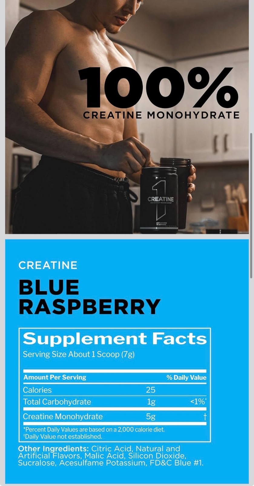Rule One Creatine Monohydrate Micronized 60 servings Blue Raspberry