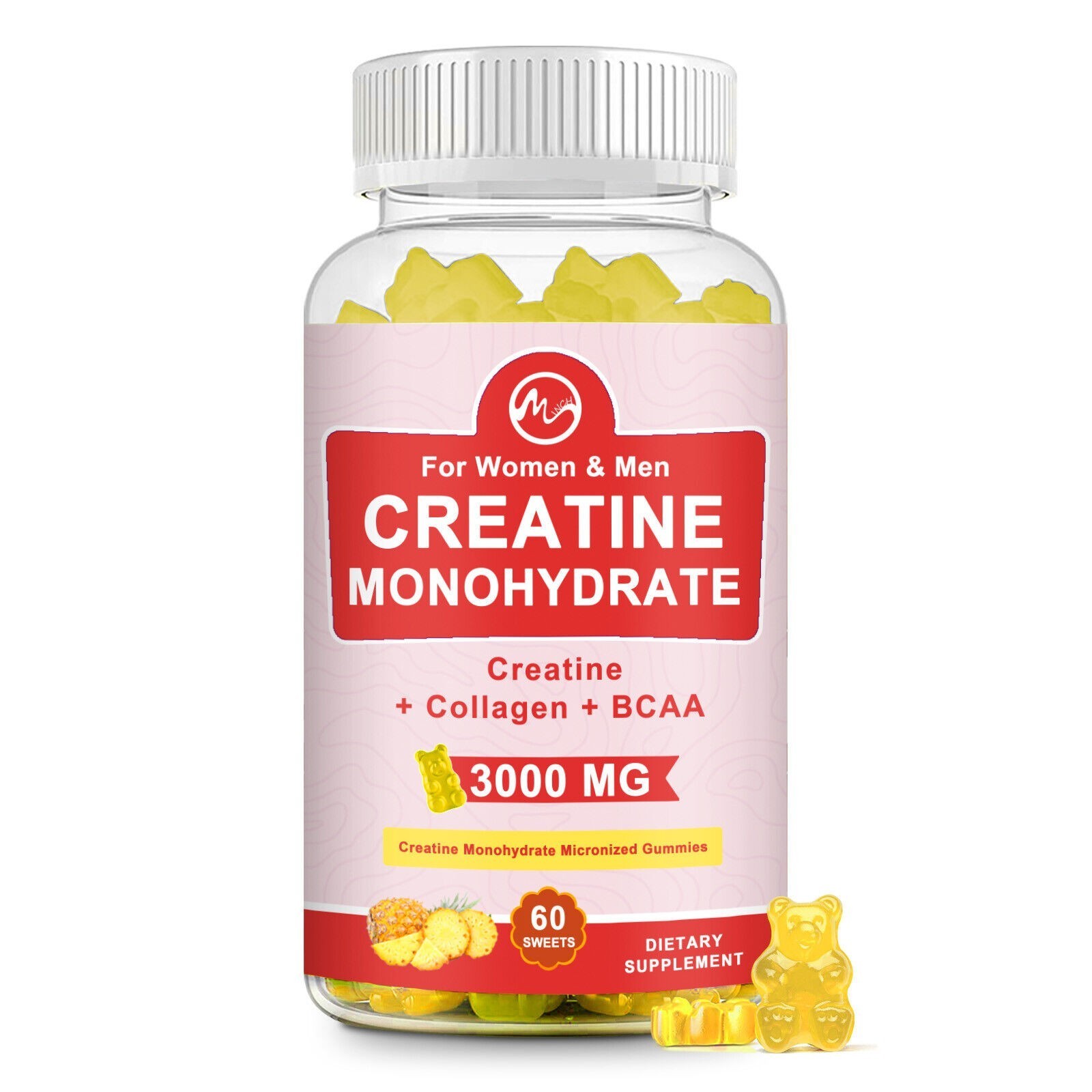Creatine Monohydrate Gummies – Increase Strength and Build Muscle 1/2/3/5 Bottle